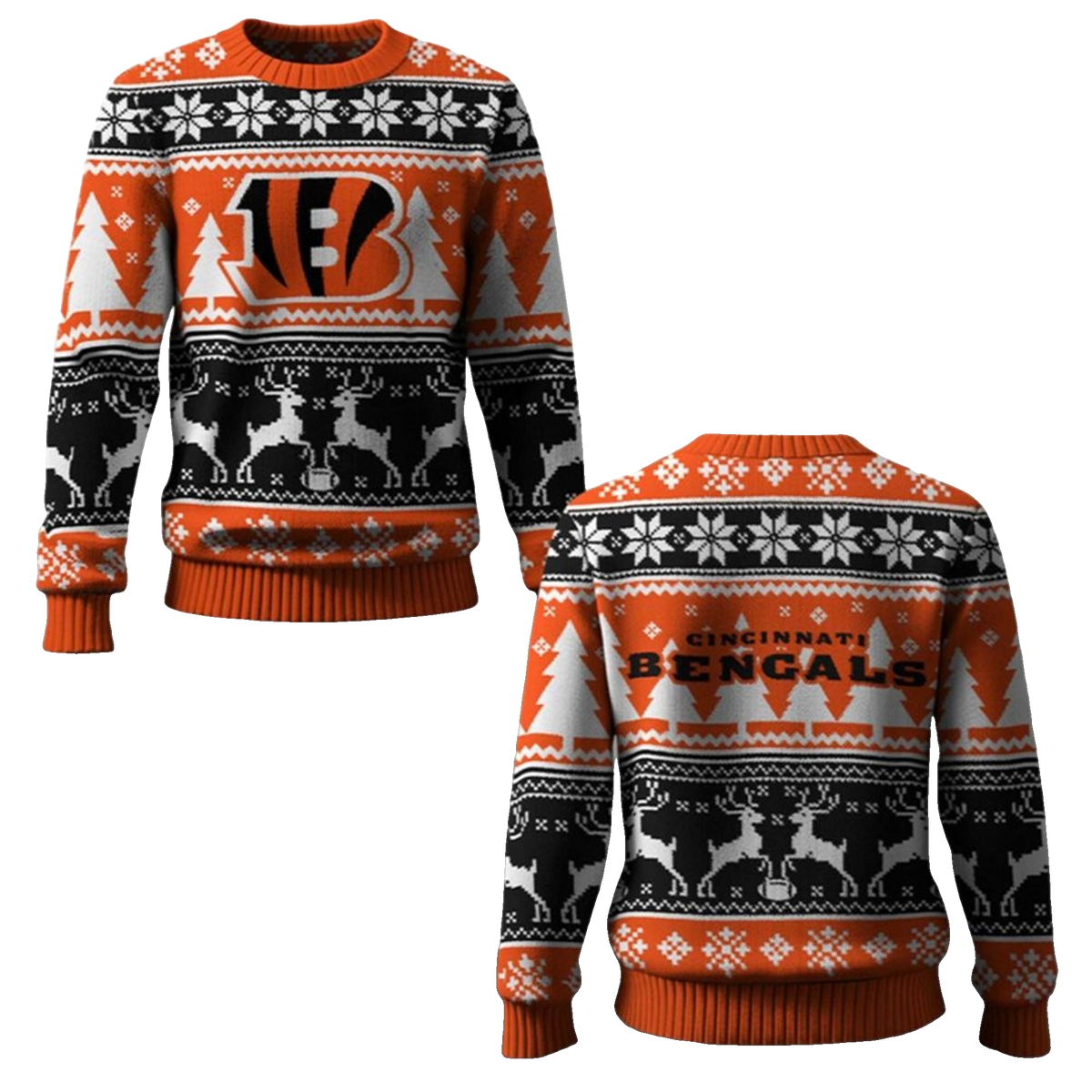 2026 Bengals Reindeer Football Christmas Ugly Sweater - Moonbestprint