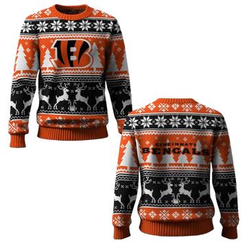 2026 Bengals Reindeer Football Christmas Ugly Sweater - Moonbestprint