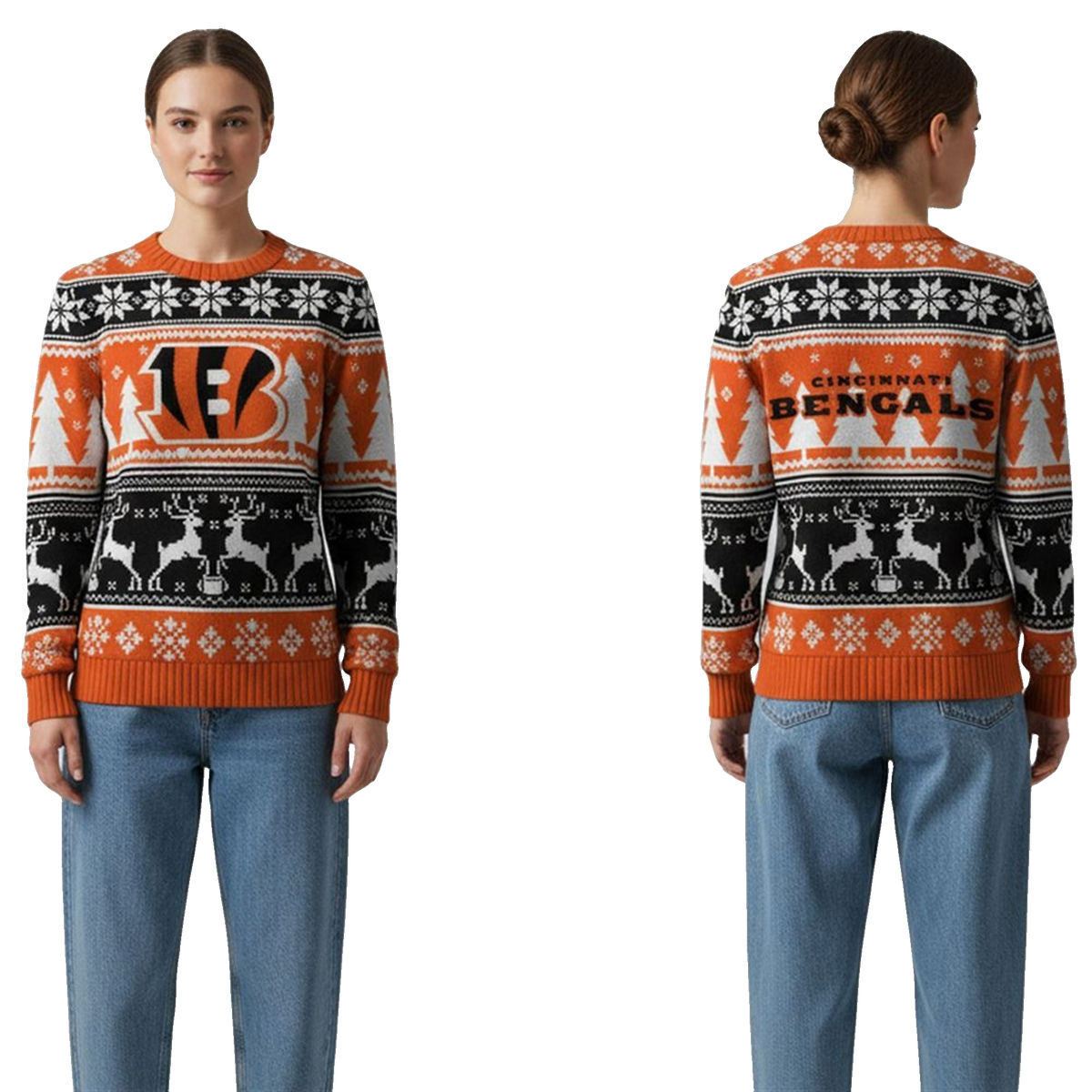 2026 Bengals Reindeer Football Christmas Ugly Sweater - Moonbestprint
