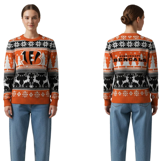 2026 Bengals Reindeer Football Christmas Ugly Sweater - Moonbestprint