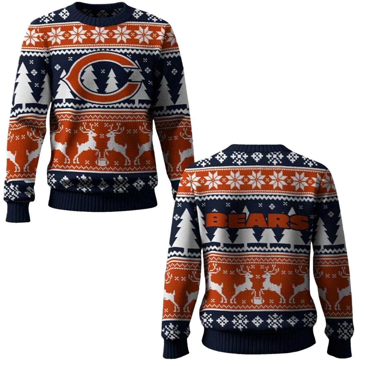 2026 Bears Reindeer Football Christmas Ugly Sweater - Moonbestprint