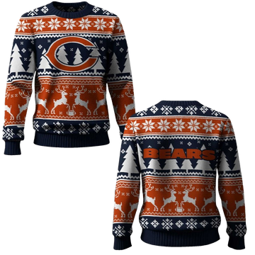 2026 Bears Reindeer Football Christmas Ugly Sweater - Moonbestprint