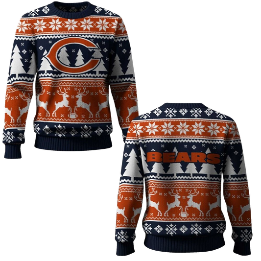 2026 Bears Reindeer Football Christmas Ugly Sweater - Moonbestprint