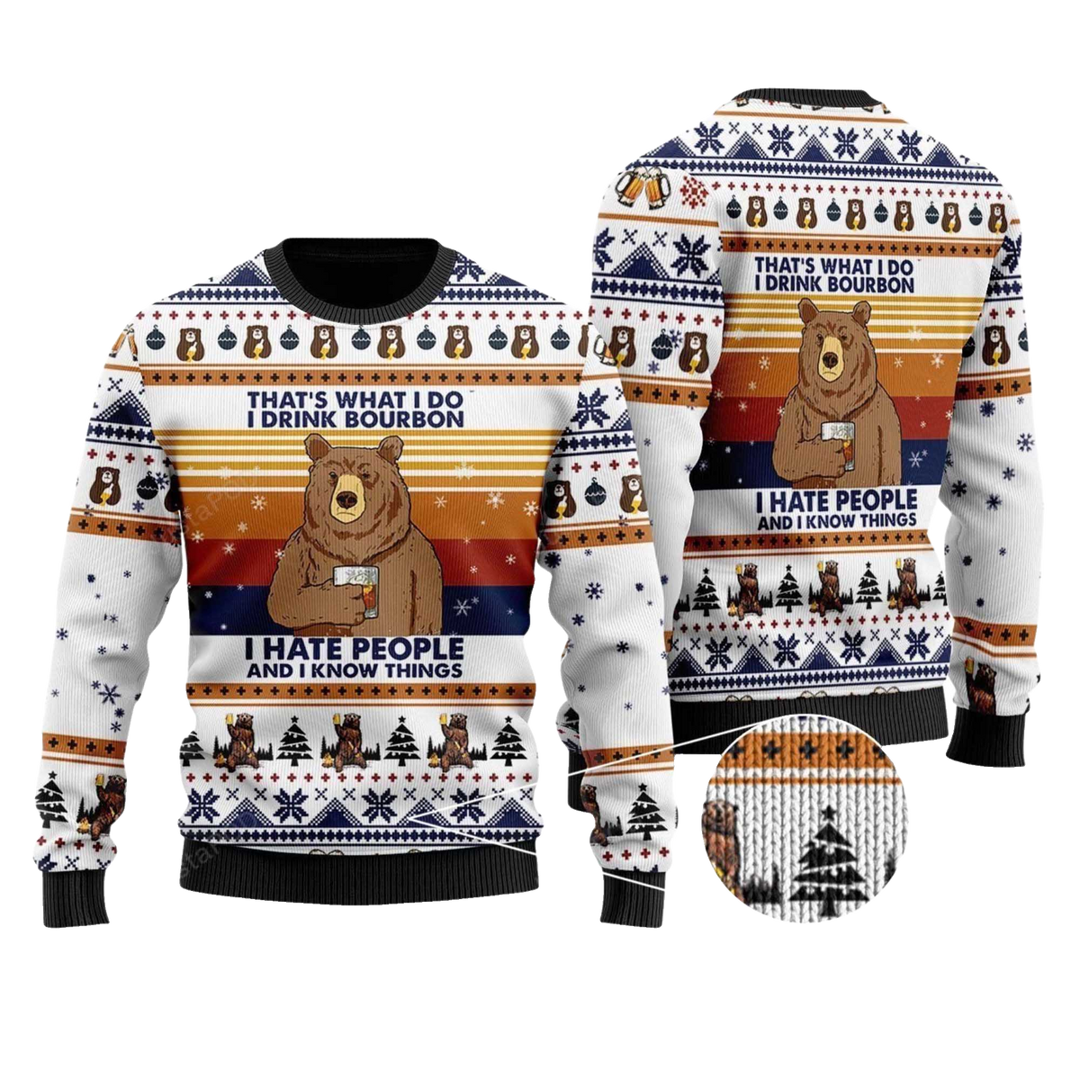 2026 Bear Drink Bourbon Whiskey Christmas Ugly Sweater Moonbestprint