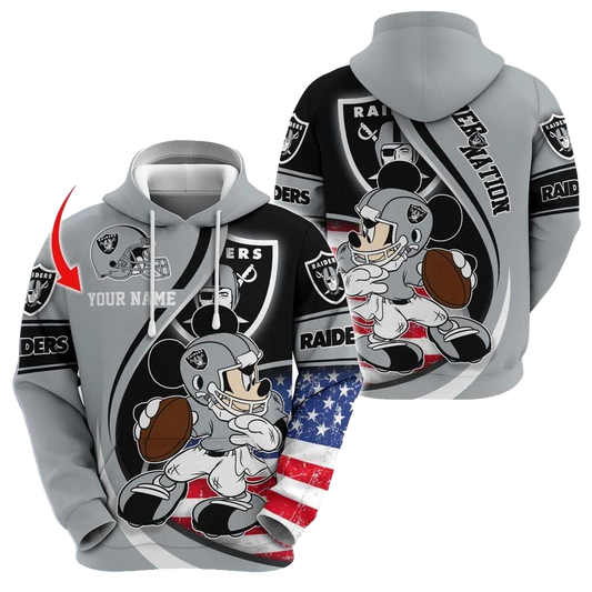 Personalized Las Vegas Raiders Mickey Mouse Player AOP Hoodie - Moonbestprint