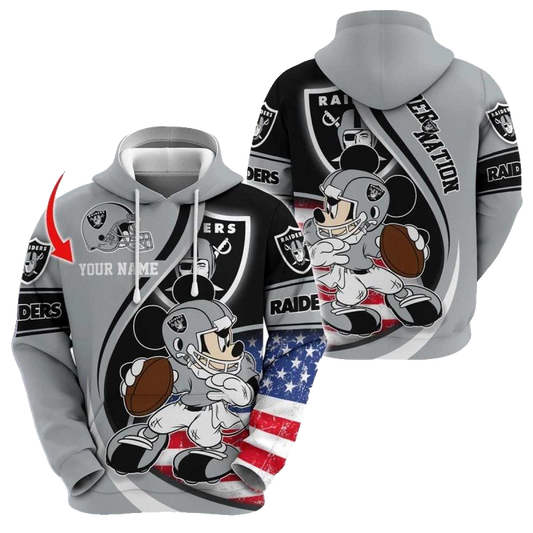Personalized Las Vegas Raiders Mickey Mouse Player AOP Hoodie - Moonbestprint