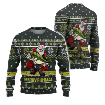 2026  Merry Fishmas Ugly Christmas Sweater Moonbestprint