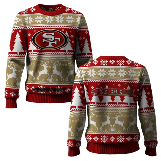 2026 49ers Reindeer Football Christmas Ugly Sweater - Moonbestprint