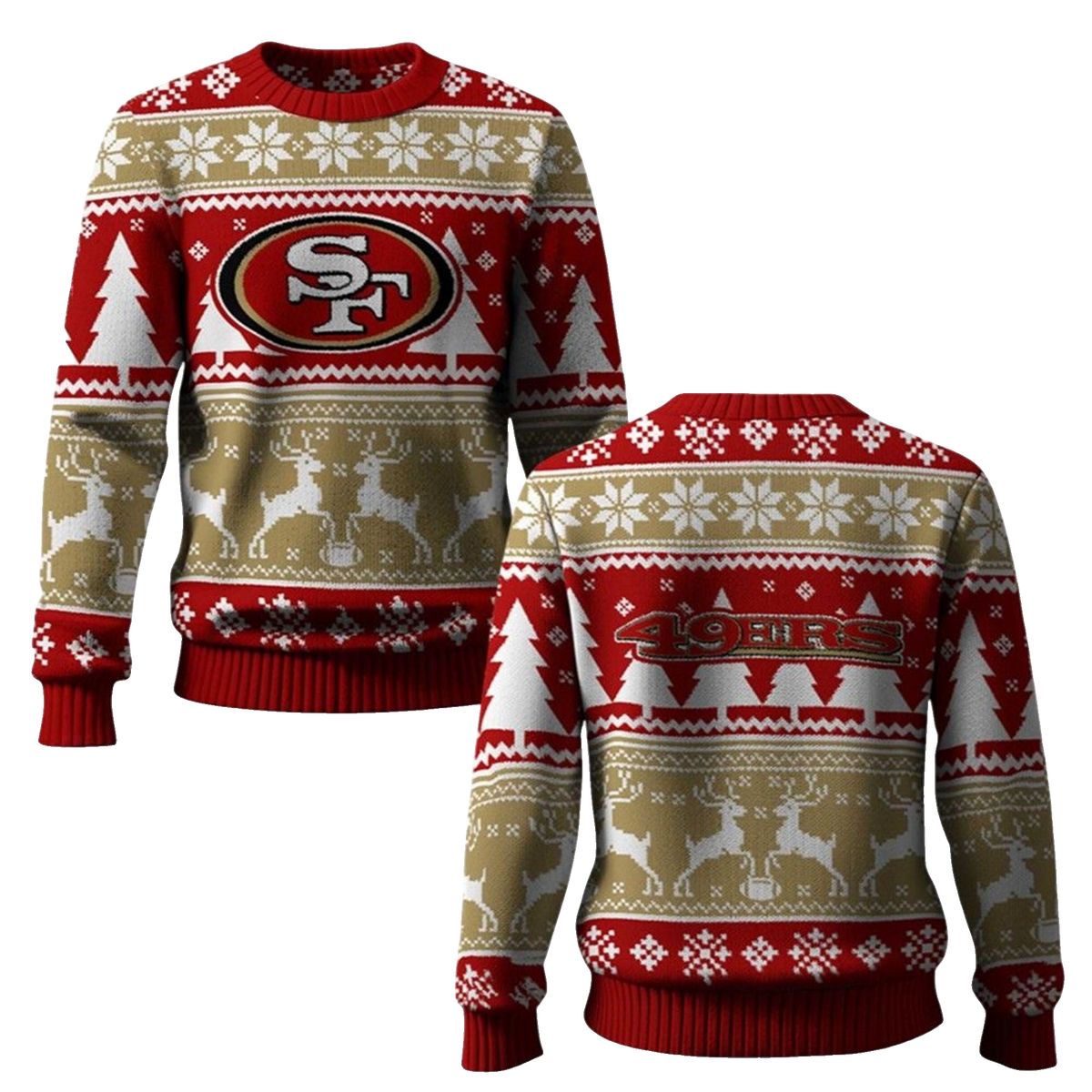 2026 49ers Reindeer Football Christmas Ugly Sweater - Moonbestprint