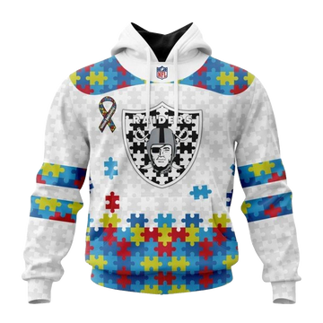 Personalized Las Vegas Raiders Autism Awareness AOP Hoodie - Moonbestprint