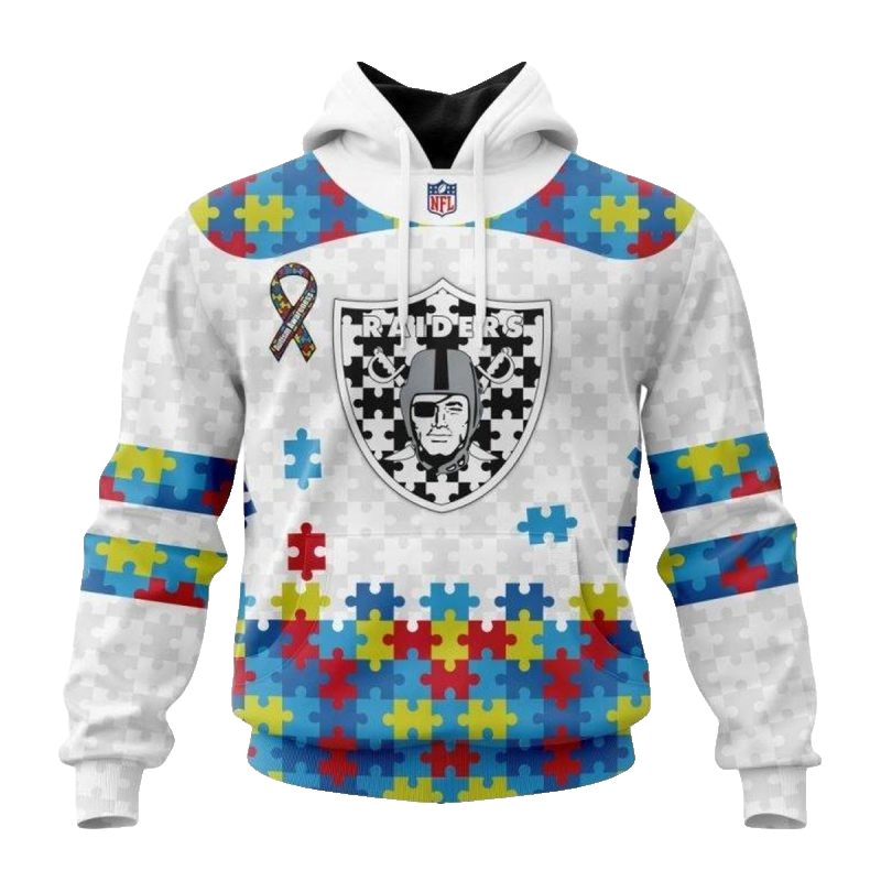 Personalized Las Vegas Raiders Autism Awareness AOP Hoodie - Moonbestprint