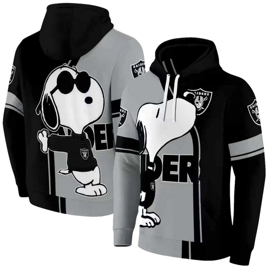 Las Vegas Raiders Playful Snoopy Black AOP Hoodie - Moonbestprint