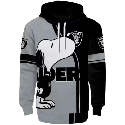 Las Vegas Raiders Playful Snoopy Black AOP Hoodie - Moonbestprint