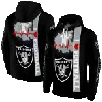 Las Vegas Raiders Logo And Heartbeat Black AOP Hoodie - Moonbestprint