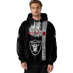 Las Vegas Raiders Logo And Heartbeat Black AOP Hoodie - Moonbestprint