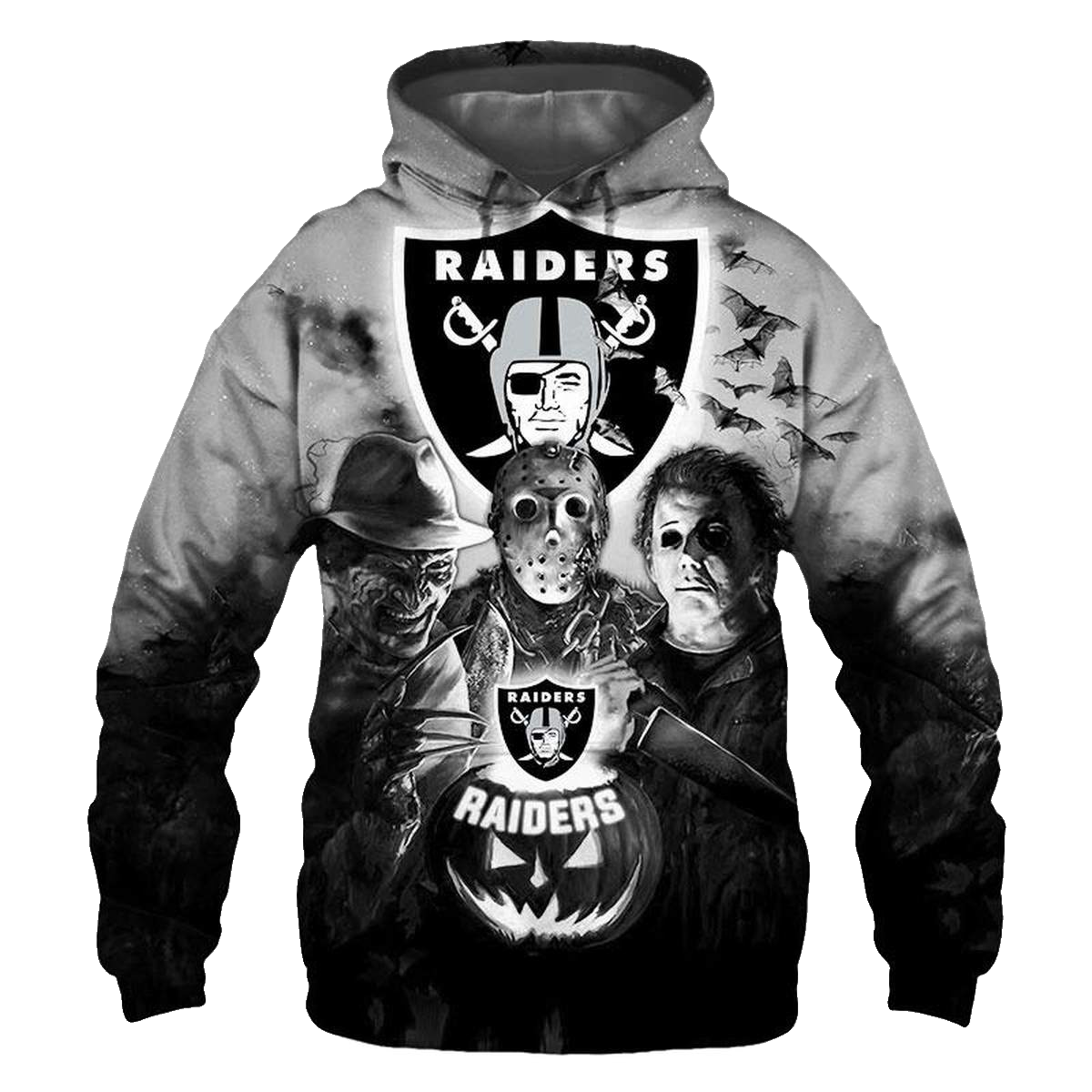 Las Vegas Raiders Halloween Horror Night Gift For Fans AOP Hoodie - Moonbestprint