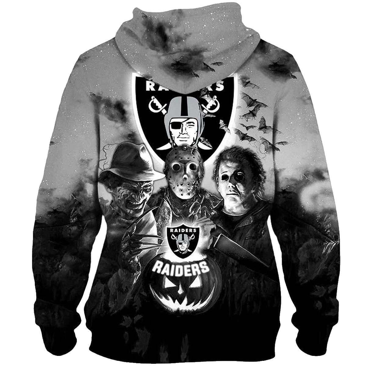 Las Vegas Raiders Halloween Horror Night Gift For Fans AOP Hoodie - Moonbestprint
