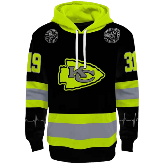 Personalized Kansas City Chiefs Neon Green Safety Graphic Hoodie Unisex - Moonbestprint