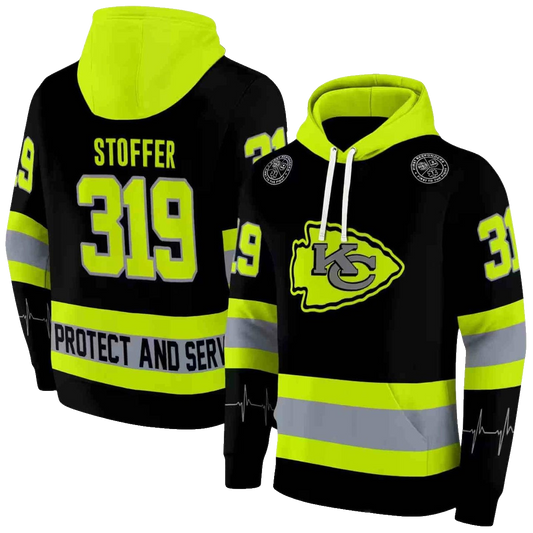 Personalized Kansas City Chiefs Neon Green Safety Graphic Hoodie Unisex - Moonbestprint