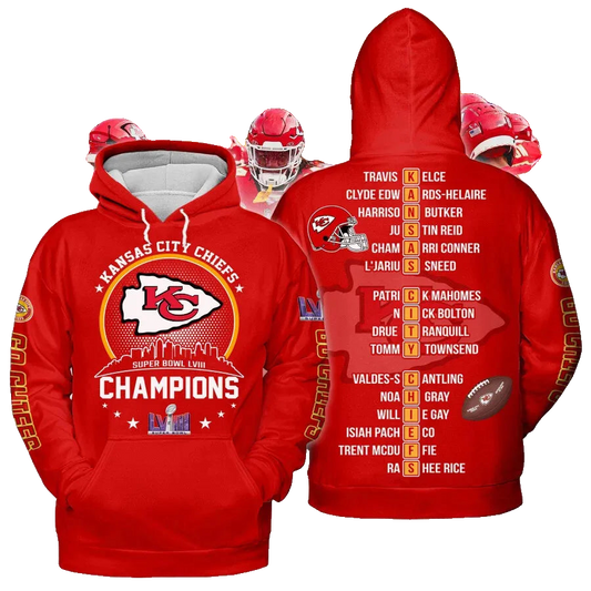 2024 Kansas City Chiefs Super Bowl LVIII Champions Hoodie - Moonbestprint