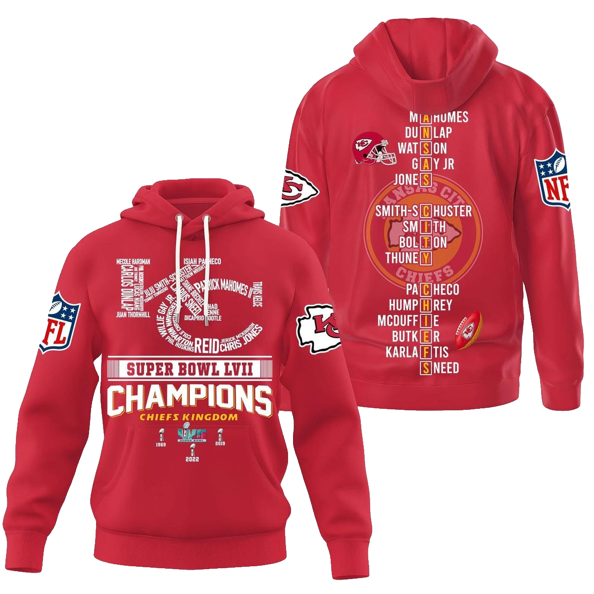 Kansas City Chiefs Super Bowl Lvii Champions Red Graphic Hoodie - Unisex - Moonbestprint