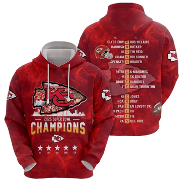 Kansas City Chiefs Super Bowl Lix 2025 Red Graphic Hoodie Unisex Fan Gift - Moonbestprint