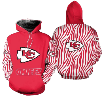 Kansas City Chiefs Red White Stripe Graphic Hoodie Unisex Fan Gift - Moonbestprint