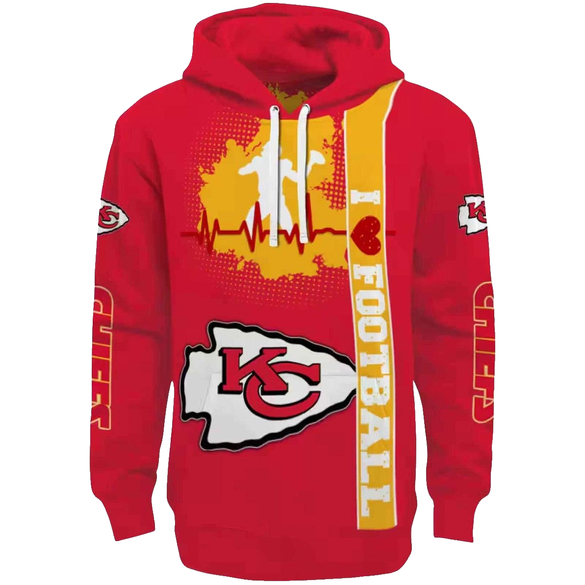 Kansas City Chiefs Red Graphic Hoodie Unisex Football Fan Gift - Moonbestprint