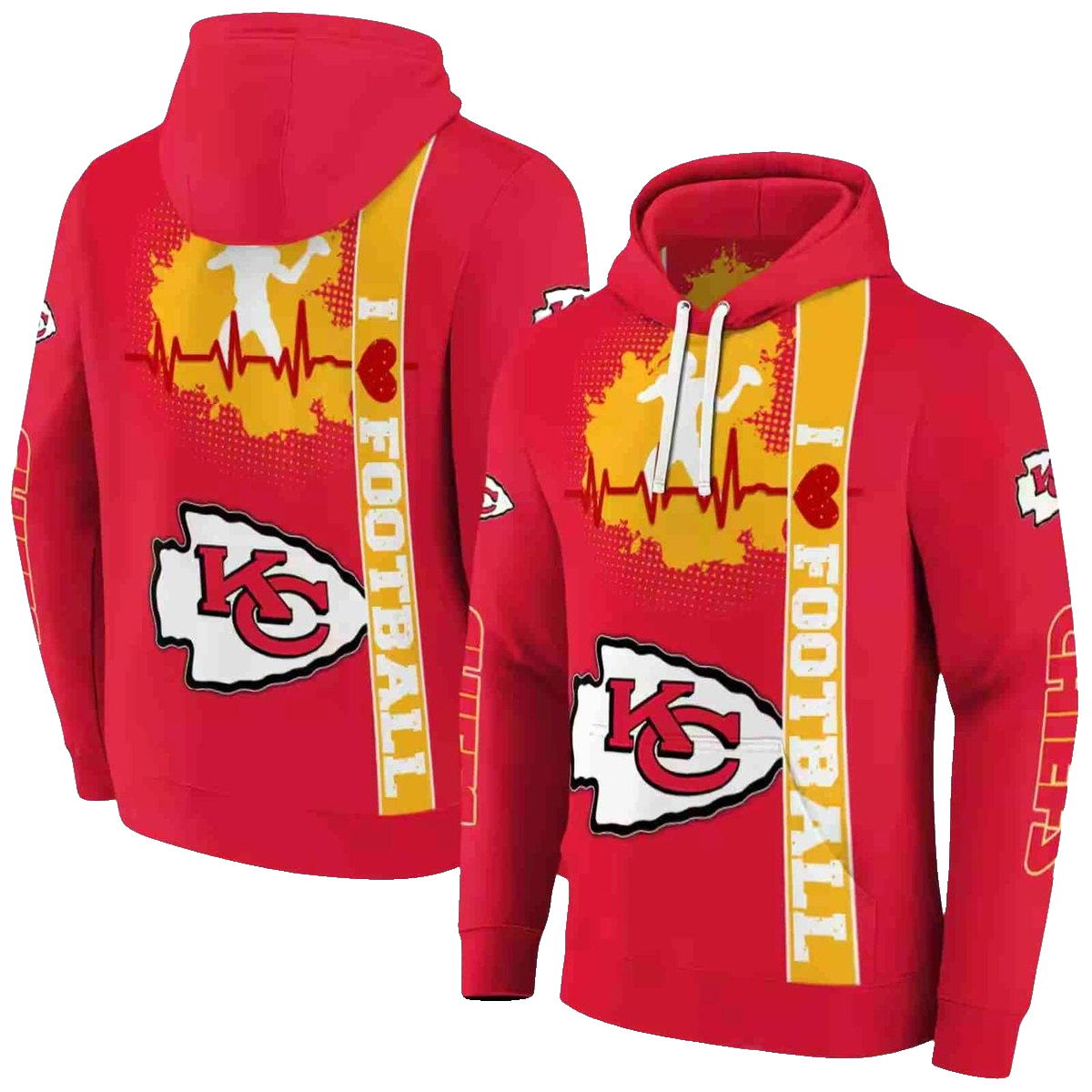 Kansas City Chiefs Red Graphic Hoodie Unisex Football Fan Gift - Moonbestprint