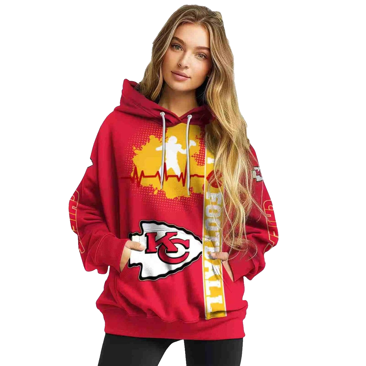 Kansas City Chiefs Red Graphic Hoodie Unisex Football Fan Gift - Moonbestprint