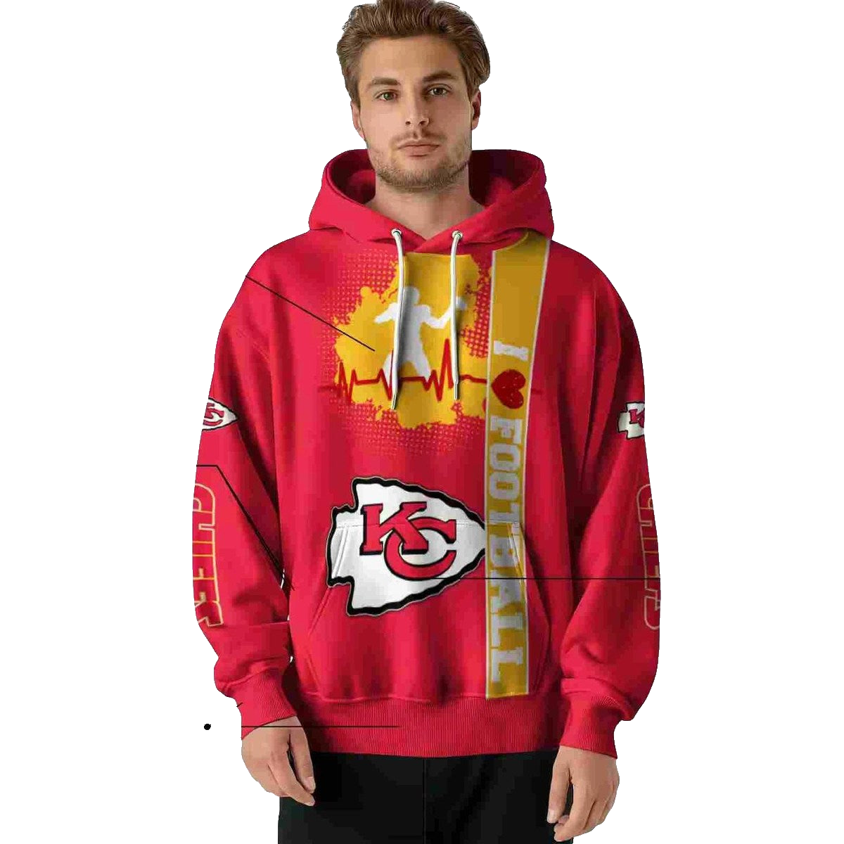 Kansas City Chiefs Red Graphic Hoodie Unisex Football Fan Gift - Moonbestprint