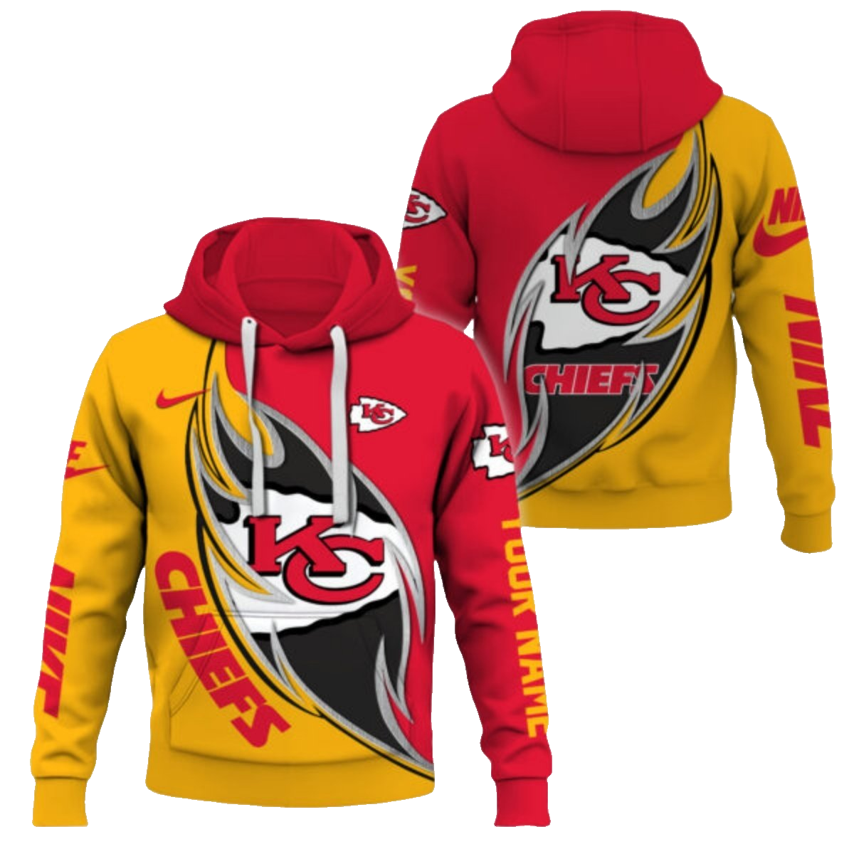 Kansas City Chiefs Fierce Flame Graphic Hoodie Unisex Fan-Made Gift - Moonbestprint
