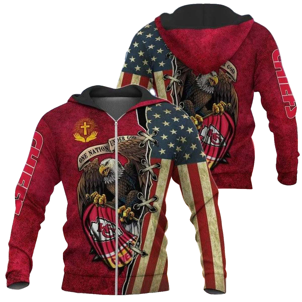 Kansas City Chiefs Eagle Patriotic Pride Unisex Hoodie Fan-Made Gift - Moonbestprint