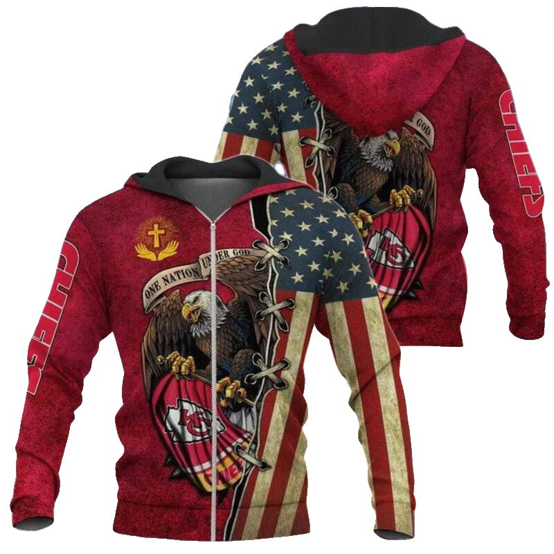 Kansas City Chiefs Eagle Patriotic Pride Unisex Hoodie Fan-Made Gift - Moonbestprint