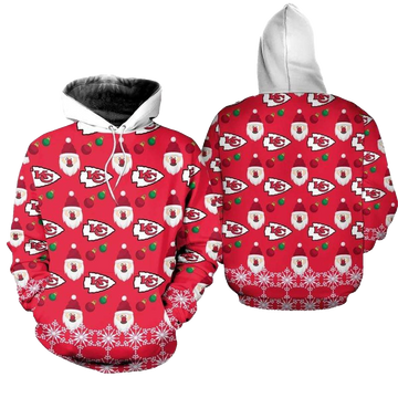 Kansas City Chiefs Christmas Santa Claus Graphic Hoodie Unisex Holiday Gift - Moonbestprint