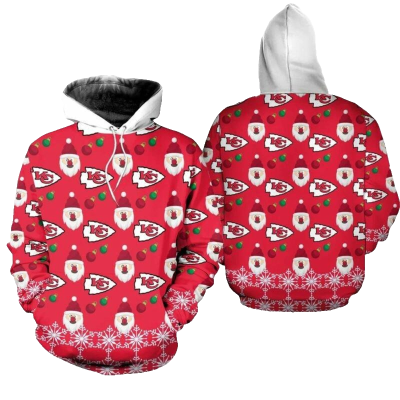 Kansas City Chiefs Christmas Santa Claus Graphic Hoodie Unisex Holiday Gift - Moonbestprint