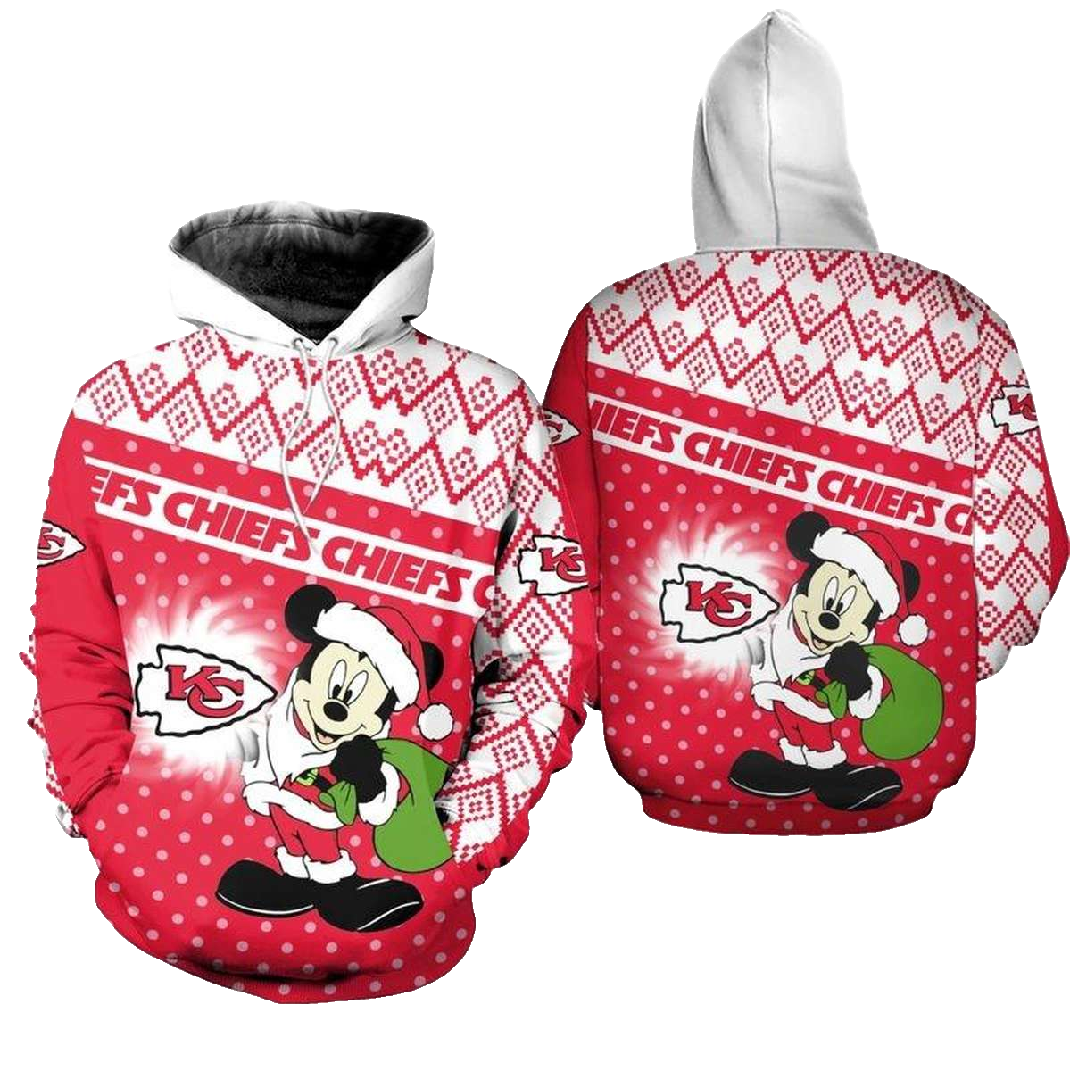 Kansas City Chiefs Christmas Mickey Santa Claus Graphic Hoodie - Unisex - Moonbestprint