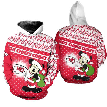 Kansas City Chiefs Christmas Mickey Santa Claus Graphic Hoodie - Unisex - Moonbestprint