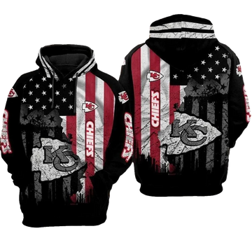 Kansas City Chiefs American Flag Graphic Hoodie Unisex Fan Apparel - Moonbestprint