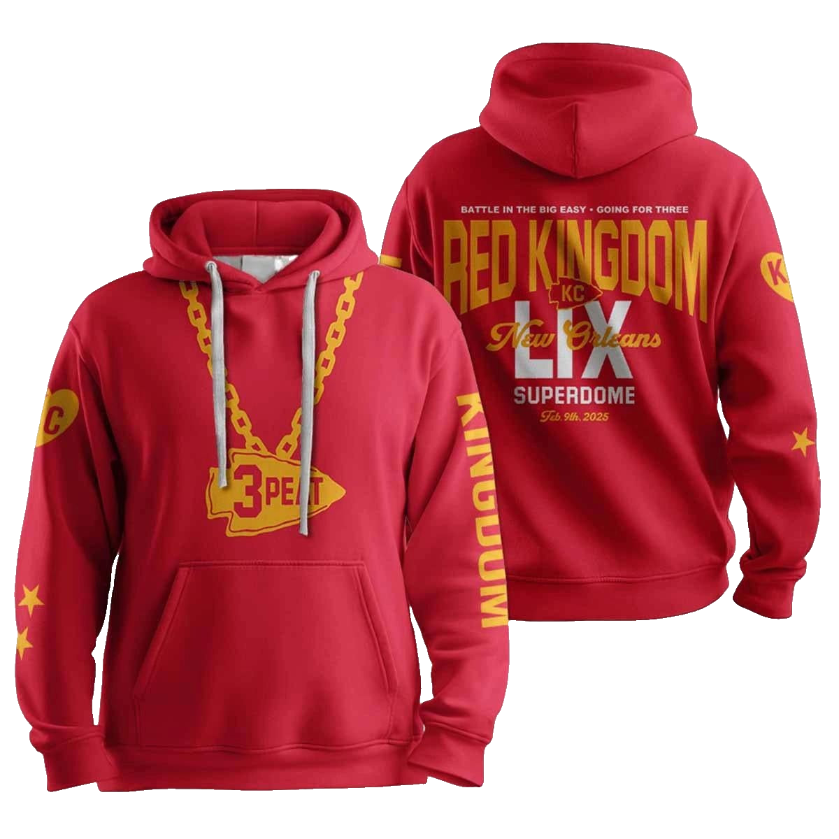Chiefs 3 Peat Red Kingdom Lix Football Graphic Hoodie Unisex Fan Gift - Moonbestprint