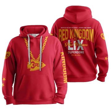 Chiefs 3 Peat Red Kingdom Lix Football Graphic Hoodie Unisex Fan Gift - Moonbestprint