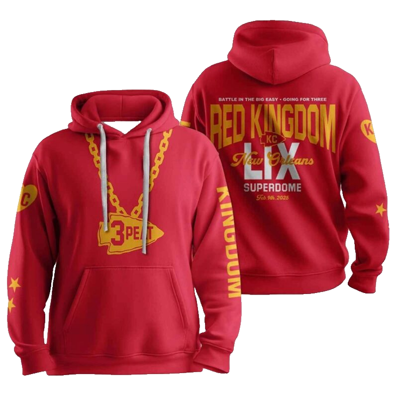 Chiefs 3 Peat Red Kingdom Lix Football Graphic Hoodie Unisex Fan Gift - Moonbestprint