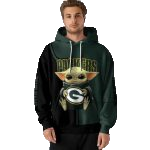 Personalized Green Bay Packers Baby Yoda Green Black Aop Hoodie - Moonbestprint