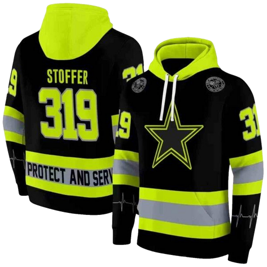 Personalized Dallas Cowboys Safety Motif Black Neon Green AOP Hoodie - Moonbestprint