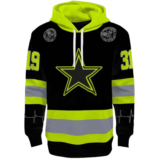 Personalized Dallas Cowboys Safety Motif Black Neon Green AOP Hoodie - Moonbestprint