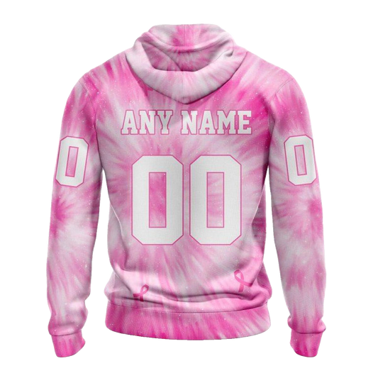 Personalized Chicago Bears Pink Tie Dye AOP Hoodie -  Moonbestprint