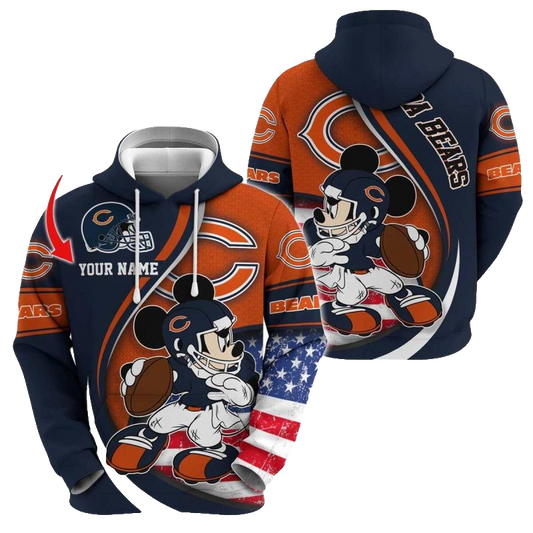 Personalized Chicago Bears Mickey Mouse Player AOP Hoodie -  Moonbestprint