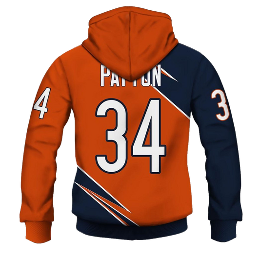 Chicago Bears Walter Payton 34 with Signature AOP Hoodie -  Moonbestprint