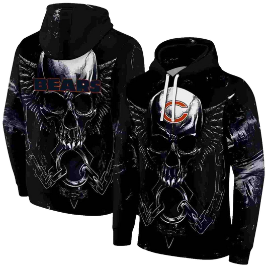 Chicago Bears Skull Artwork Skull Angel Blue Black AOP Hoodie -  Moonbestprint
