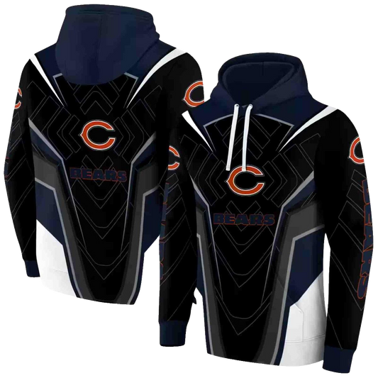 Chicago Bears Logo And Futuristic Pattern Blue Black AOP Hoodie -  Moonbestprint